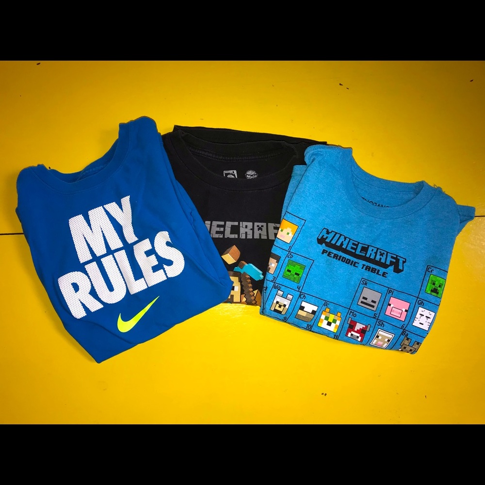 Minecraft and Nike T-shirts. Boys youth size 6-8.